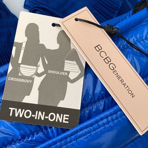 BCBG 2 IN 1 PUFFY ZIP TOP CROSSBODY SHOULDER BAG NWT INDIGO BLU - Picture 16 of 16